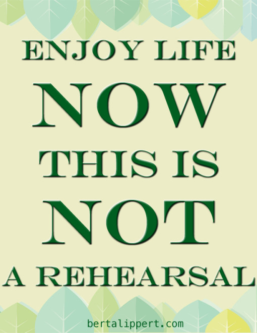 Enjoy life now This is not a rehearsal